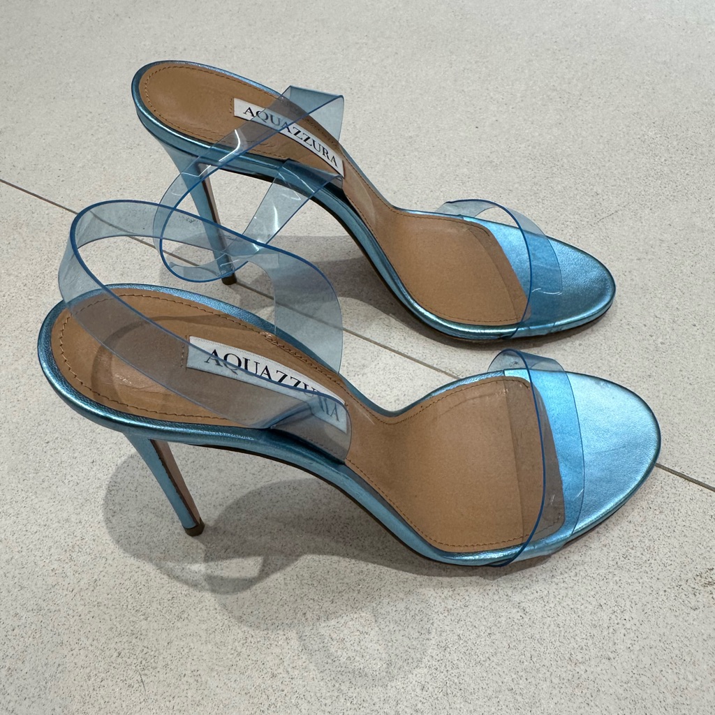 Aquazzura Blue Pvc Slingback Sandals 37